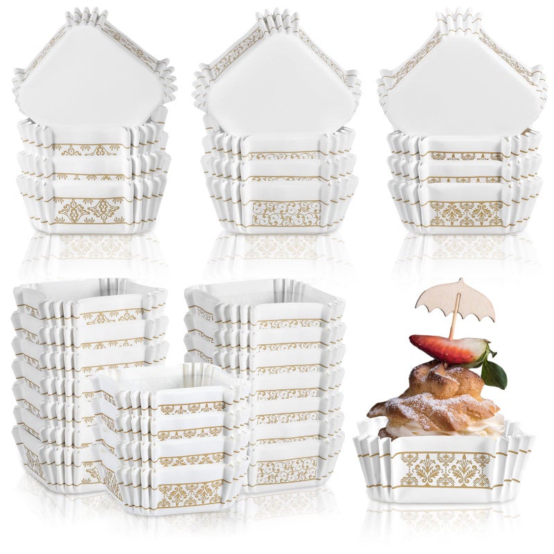 Maxcheck 300 Pcs Square Baking Cups  236 Inch Patterned Cupcake Wrappers for Wedding Baby Shower Birthday Party Cake European