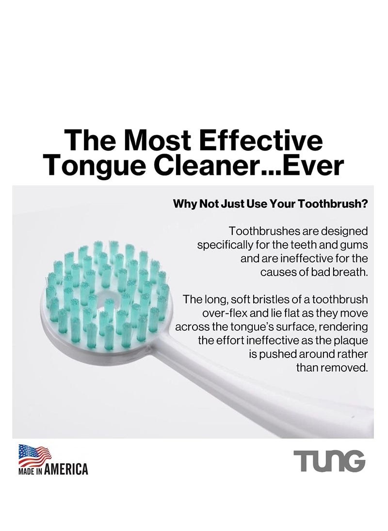 Tung Tung Tongue Brush & Gel Kit | Tongue Cleaner for Adults | Tongue Scraper to Fight Bad Breath and Halitosis | Mouth Odor Eliminator | Fresh Mint | Made in America (Set of 2) - Black/White/Red - Color may vary  - Image 3