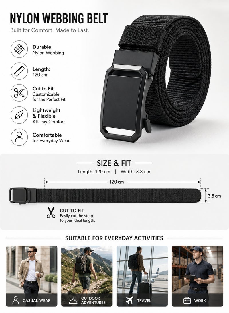 Automatic Nylon Belt for Men & Women - Fashionable, Adjustable, Durable, and Comfortable Waist Belt for Casual & Formal Wear, Everyday Use, and Outdoor Activities Blue - Image 5