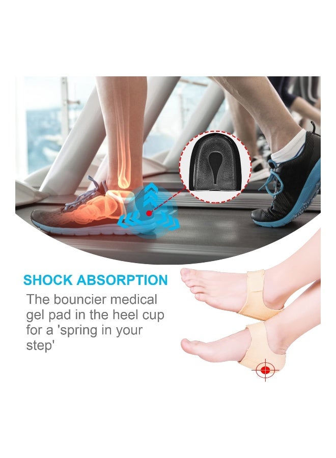 Adjustable Heel Cups for Pain Relief with Soft Gel Cushion for Plantar Fasciitis and Tendinitis for Men and Women 4 PCS Beige Small - Image 2