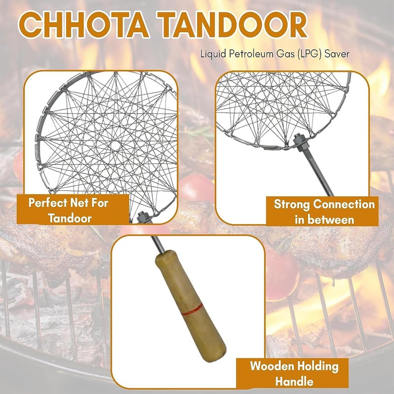 IDEAL PRIME Rust Proof Stainless Steel Chota Tandoor Papad Jali Silicon Brush Spatula Combo Set Steel Tandoor Grill Roti Jali Roaster Grill Jali Barbeque Accessories Kitchen Tool Pack of 2 - Image 5
