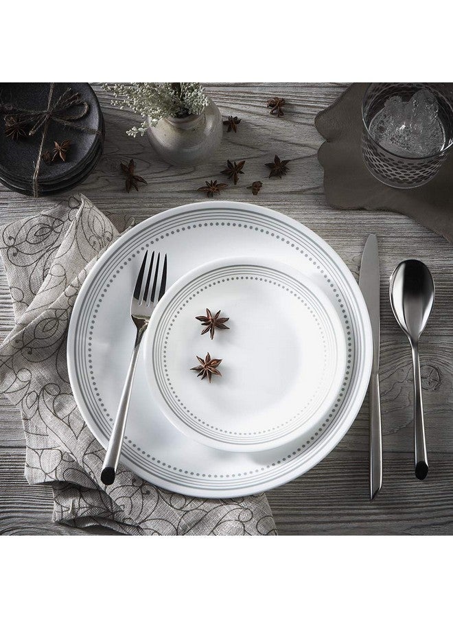 Corelle Vitrelle 18-Piece Service for 6 Dinnerware Set Triple Layer Glass and Chip Resistant, Lightweight Round Plates and Bowls Set, Mystic Gray - Image 3