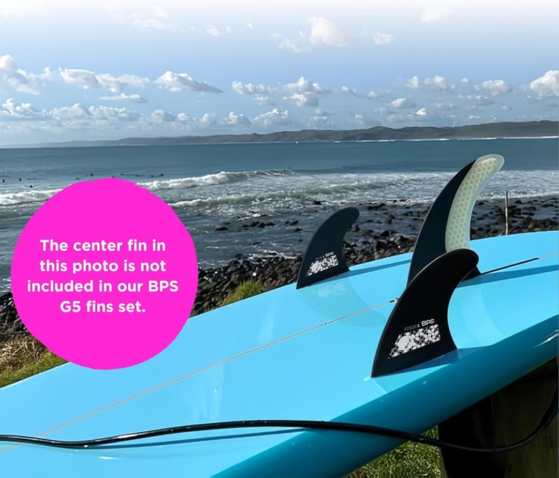 BPS New Zealand Fiberglass Reinforced Eco Surfboard Fins with 60% Recycled Nylon Plastic Thruster 3 Fins Set (FCS G5 M5 Style), with FCS Screws and Hex Key - Image 5