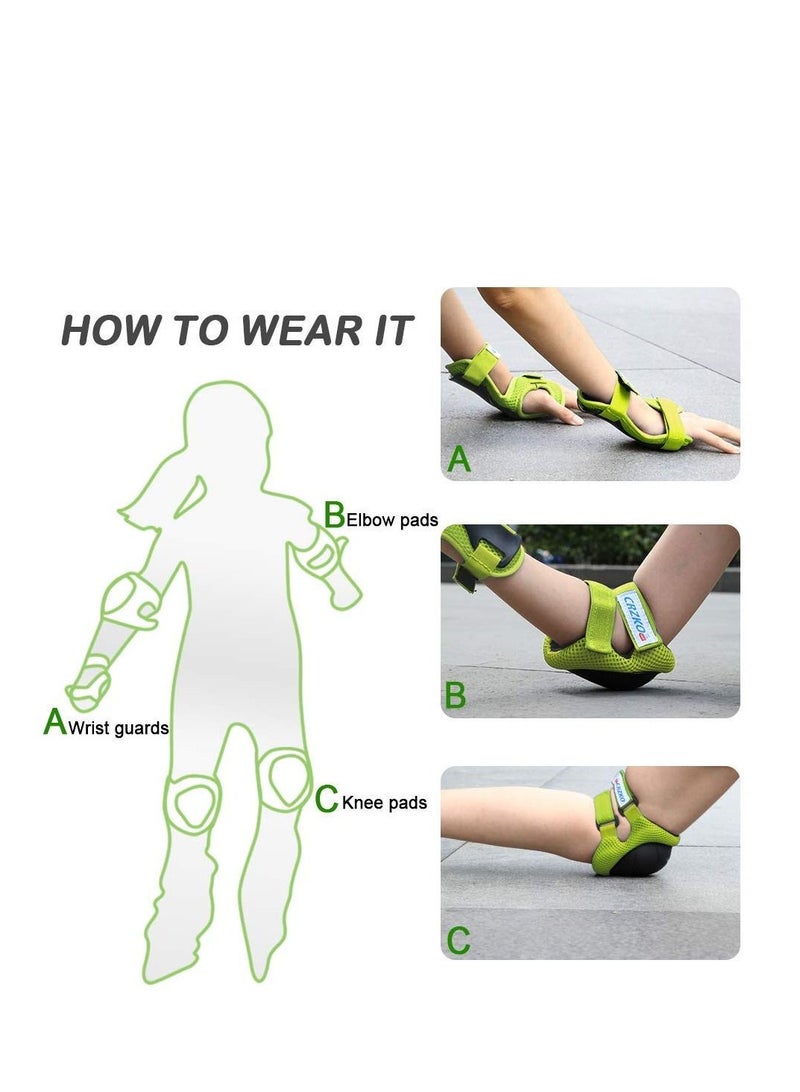 مجموعة من المعدات الواقية للأطفال والمراهقين ، الركبة ، الكوع ، مع المعصم قابل للتعديل حزام . - Image 4