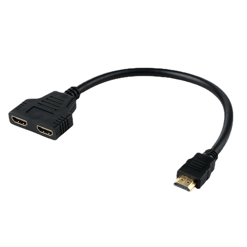 WiredLink One-in-two-out distributor 1080HDMI one-two-line HD conversion line adapter 3D 1.4 Version 30cm (Black) - Image 4