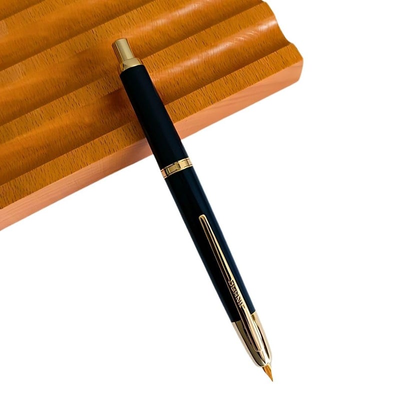 Goldleaf Jinhao 20 Press Retractable Fountain Pen – Fine Nib with Converter – Plastic Body & Metal Clip – Multiple Colors – Smooth Writing Daily Pen (No Ink Included) (Dark Blue (Gold Clip)) - Image 2