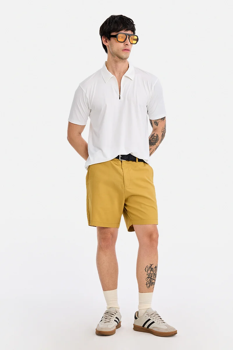 SNITCH White Textured Short Sleeve Slim Fit Casual T-Shirt