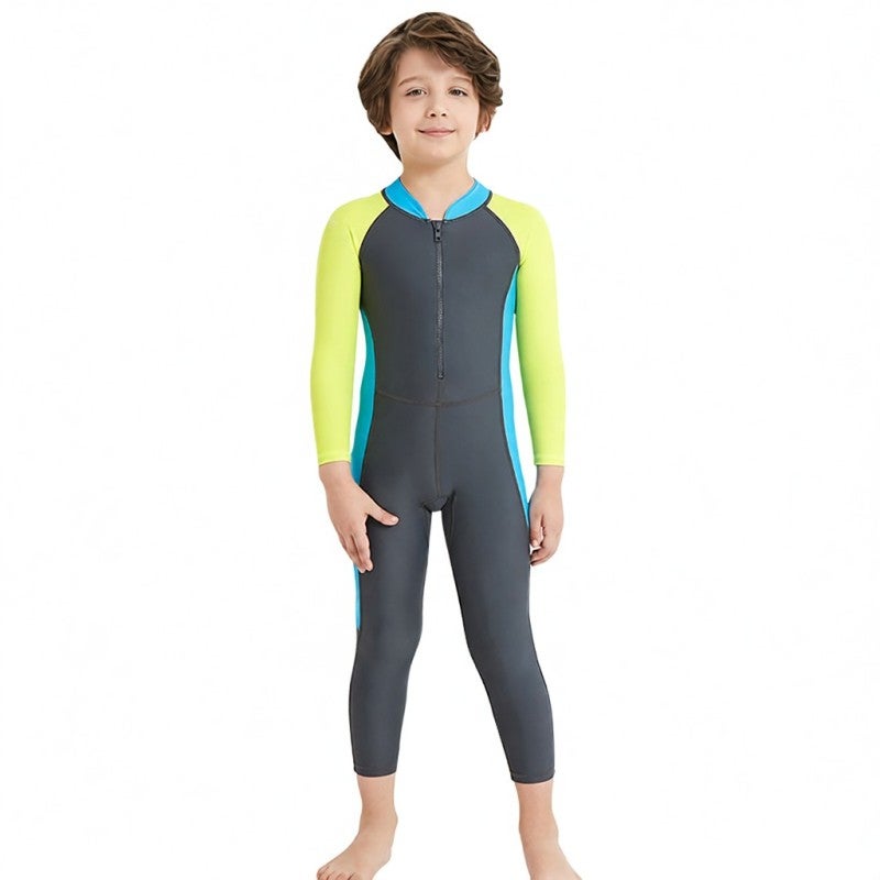 Kids Swimsuit: Dark Gray XL Premium Spandex Nylon Fabric, Extremely Soft Breathable Comfortable - Full Body Long Sleeve UPF 50+ Sun Protection, Excellent Stretch for Full Movement, Front Zipper for Ki - Image 5