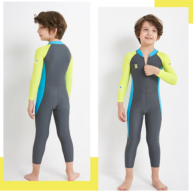 Kids Swimsuit: Dark Gray XL Premium Spandex Nylon Fabric, Extremely Soft Breathable Comfortable - Full Body Long Sleeve UPF 50+ Sun Protection, Excellent Stretch for Full Movement, Front Zipper for Ki - Image 2