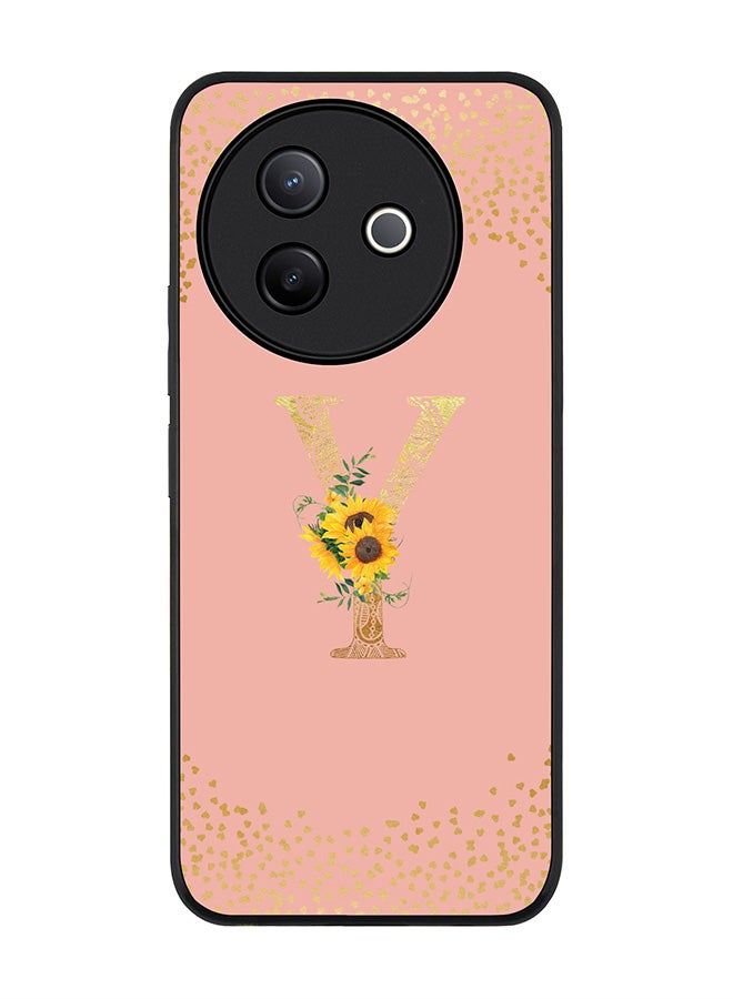 Stylizedd For Vivo Y39 5G / vivo Y300i 5G Case,Slim fit Camera Protection, Shockproof Thin Phone cover  - Custom Floral Monogram - Y  (Rose Pink ) - Image 1