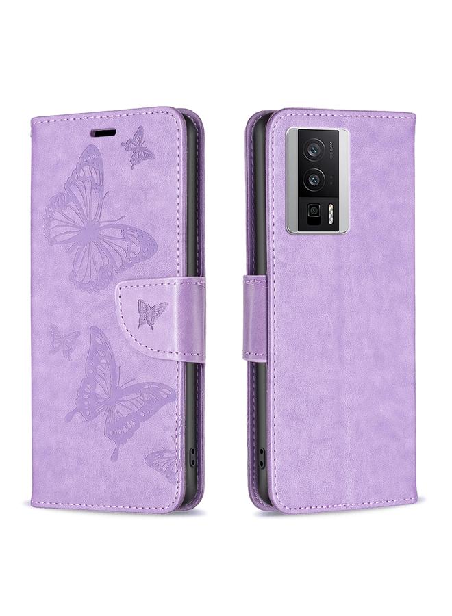 Case For Xiaomi Redmi K60 / K60 Pro Embossing Two Butterflies Pattern Leather Phone Case