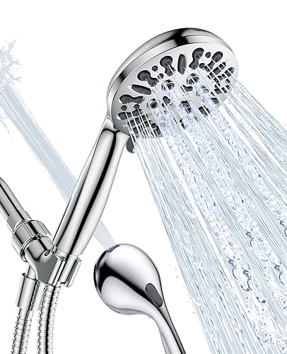 JDO Shower Head with Handheld High Pressure Handheld Shower Head 9 Settings Detachable Shower Head Set with Stainless Steel Hose and Shower Bracket Chrome