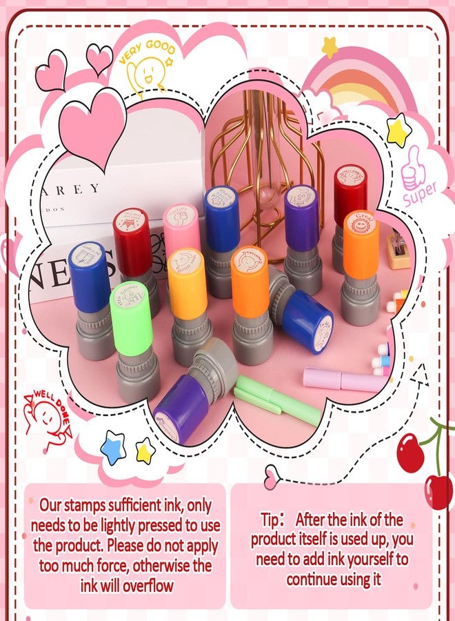 LOTMER 12 Piece Teacher Stamps, 12 Different Patterns Comments Stamps, Teacher Stamps for Grading, Classroom and Students - Image 3