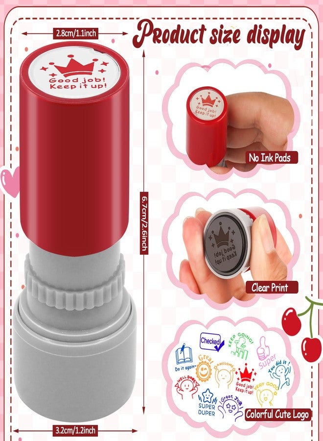 LOTMER 12 Piece Teacher Stamps, 12 Different Patterns Comments Stamps, Teacher Stamps for Grading, Classroom and Students - Image 2