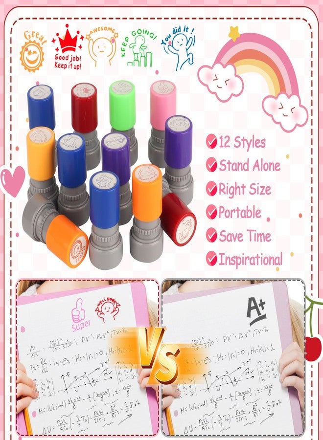 LOTMER 12 Piece Teacher Stamps, 12 Different Patterns Comments Stamps, Teacher Stamps for Grading, Classroom and Students - Image 4