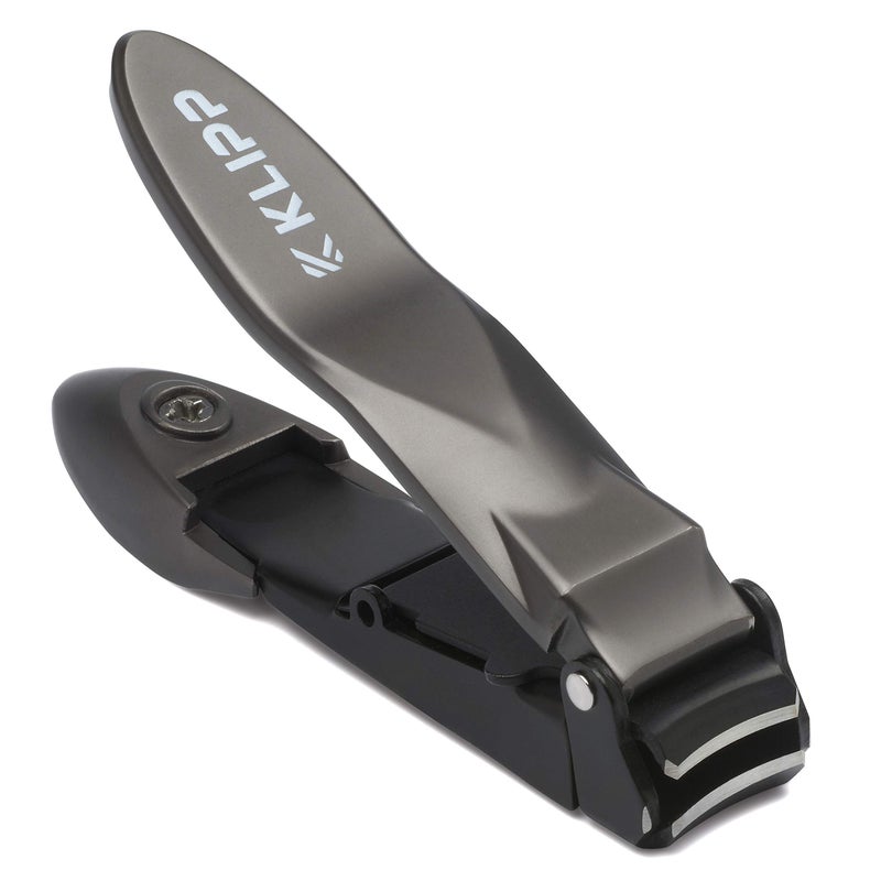 KLIPP Nail Clippers for Men with Catcher - KLIPP Heavy Duty Razor-Sharp Self-Collecting Nail Cutter, Ergonomic Lever for Fingernails & Toenails, Ideal Gift for Men & Grooming Gifts Includes Ziplock Pouch - Image 1