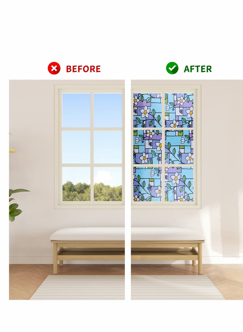 Privacy Window Films, Anti UV Rainbow Clings, Home Heat Control Stained Glass decorative Decals, No Glue Static Cling Film Removable for Room Décor, Bathroom, Kids, Bedroom - Image 2