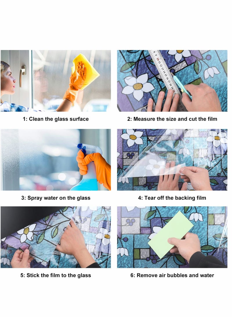 Privacy Window Films, Anti UV Rainbow Clings, Home Heat Control Stained Glass decorative Decals, No Glue Static Cling Film Removable for Room Décor, Bathroom, Kids, Bedroom - Image 3