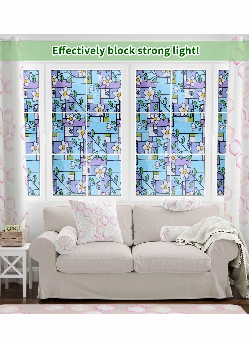 Privacy Window Films, Anti UV Rainbow Clings, Home Heat Control Stained Glass decorative Decals, No Glue Static Cling Film Removable for Room Décor, Bathroom, Kids, Bedroom - Image 4