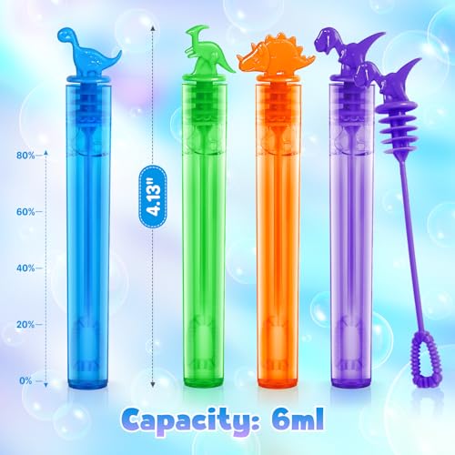 spring flower SpringFLower 36 Pieces Dinosaur Mini Bubble WandsBubble Party Favors Assortment Toys for KidsThemed Birthday Halloween Goodie Bags Carnival Prizes Wedding Bubble Maker Toys for Kids - Image 5