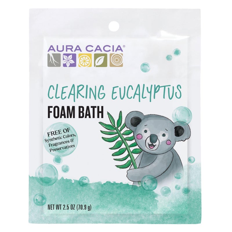 Aura Cacia Foam Bath for Kids, 2.5 Oz (Pack of 6) - Eucalyptus and Citrus Essential Oils, Gentle Cleansing Bubble Bath for Kids, Paraben-Free - Image 1