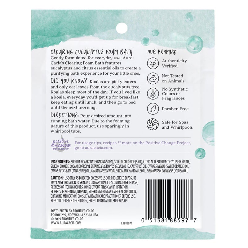 Aura Cacia Foam Bath for Kids, 2.5 Oz (Pack of 6) - Eucalyptus and Citrus Essential Oils, Gentle Cleansing Bubble Bath for Kids, Paraben-Free - Image 2