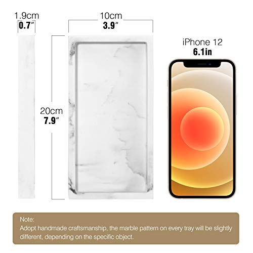 Luxspire Bathroom Vanity Tray, 8 x 4 inch Resin Dresser Jewelry Ring Dish Tank Storage Kitchen Sink Countertop Organizer Plate Holder for Perfume Soap Towel Bathroom Accessories, Mini, Gravel White - Image 2