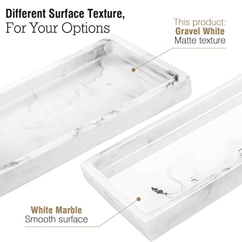 Luxspire Bathroom Vanity Tray, 8 x 4 inch Resin Dresser Jewelry Ring Dish Tank Storage Kitchen Sink Countertop Organizer Plate Holder for Perfume Soap Towel Bathroom Accessories, Mini, Gravel White - Image 5