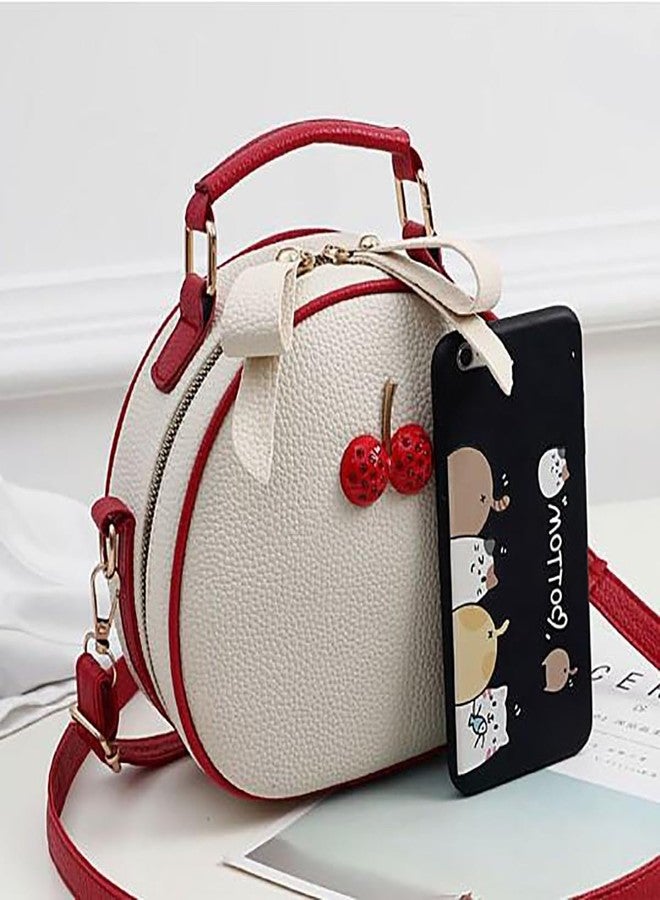 Alunsito PU Leather Crossbody Bag Cute Shoulder Messenger Bag Cherry Print Purse with Adjustable Strap Handbags for Women, Red - Image 3