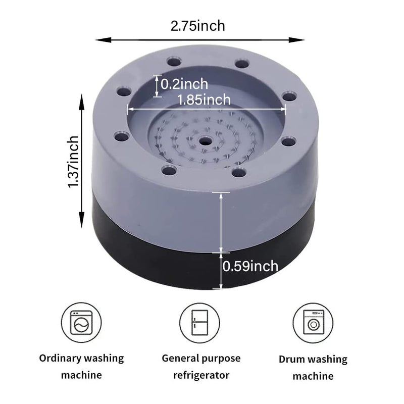 Y MOX Y MOX Washing Machine Foot Pads for Anti Vibration Anti Walk Washer and Dryer Anti Slip Shock Absorber and Noise Cancelling Washer Machine Support Washer Machine Stand Stabilizer Set of 4Grey  - Image 2