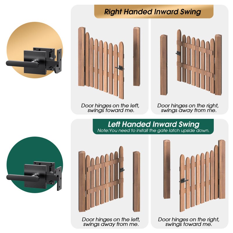 Aglehome Double Side Gate Latch  Heavy Duty Gate Latch For Wooden Fence  Black Fence Gate Latch With Handles  Heavy Duty Gate Latch For Wooden Gates  Pool Gate  Backyard  Garden - Image 3