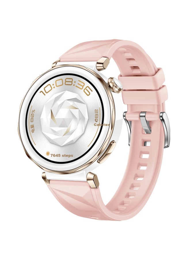 Wei Qiantu Weiqiantu Silicone Watch Band For Huawei Watch Gt5/5pro/gt4, Crystal Pattern Wrist Strap For Men And Women, Official Same Style, 41/42mm Dial, Crystal Pink, Buckle Closure - Image 1