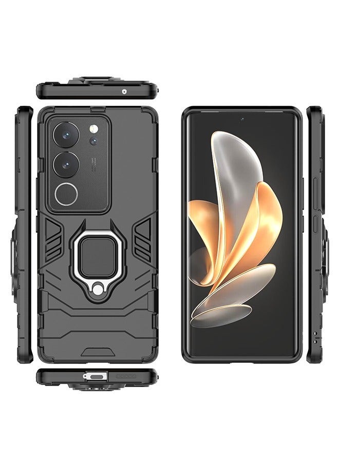 X-level Phone Case Cover Compatible with VIVO V29 5G/V29Pro/S17/S17Pro/S17T with Magnetic Car Mount Ring Holder Kickstand & Shockproof Military Grade Drop Proof Protection Sturdy Bumper Protective Back Cover - Image 2