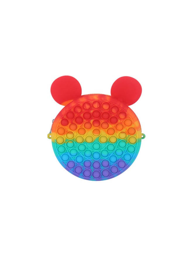 Gopher Pioneer Decompression Toy Full Silicone Material Bubble Press Decompression Toy Animal Cute Shoulder Bag Women's Bag-Color:Red Mickey  - Image 1