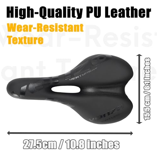 Venzo Comfortable Bike Bicycle Saddle Seat - for MTB, Road, Exercise, Trekking, Folding, Hybrid & Cruiser Bikes - XC Saddle Seat - Black - Image 2