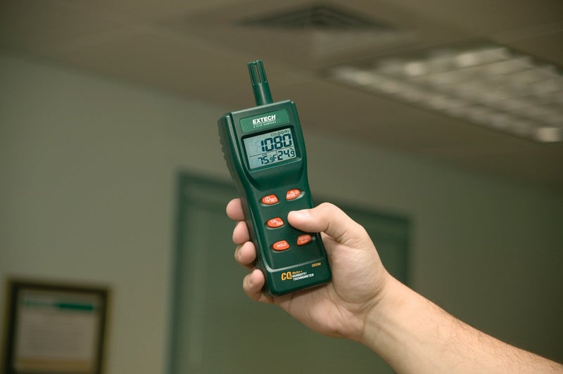 Extech CO250 Portable Indoor Air Quality CO2 Meter with Datalogger - Carbon Dioxide, Temperature, Humidity, Dew Point, Wet Bulb, NDIR Sensor, 99 Record Storage, Large LCD Display - Image 2