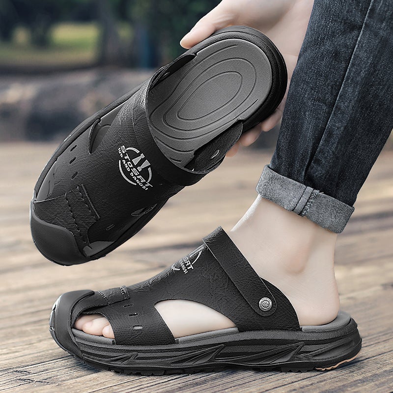 Men'S Perforated Sandals Summer Outdoor High-End Non-Slip Beach Sandals Casual Driving Closed-Toe Slippers - Image 3