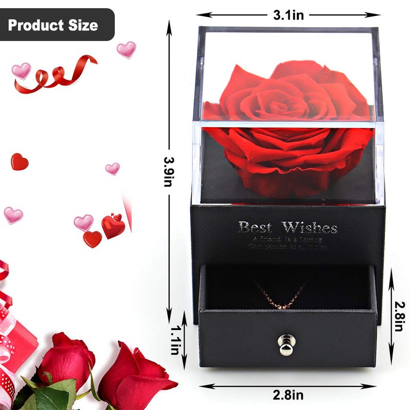 Vanleonet TutorLSHOP Preserved Real Rose with Heart Necklace I Love You in 100 Languages Gift Set, Handmade Eternal Real Rose for Valentine's Day Wedding Anniversary Birthday Gifts for Her Women - Image 5