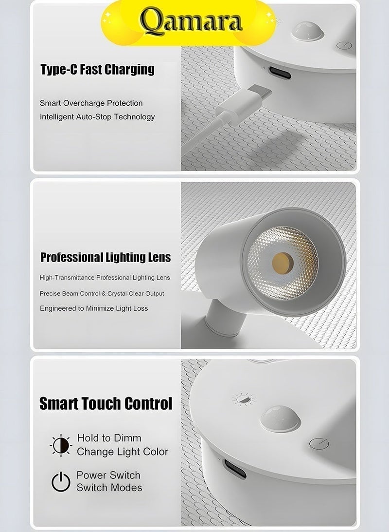 QAMARA Rechargeable LED Wall Light Wireless Spotlight with Smart Motion Sensor 3 Color Dimmable Lamp for Home Use Outdoor and Everyday Lighting - Image 4