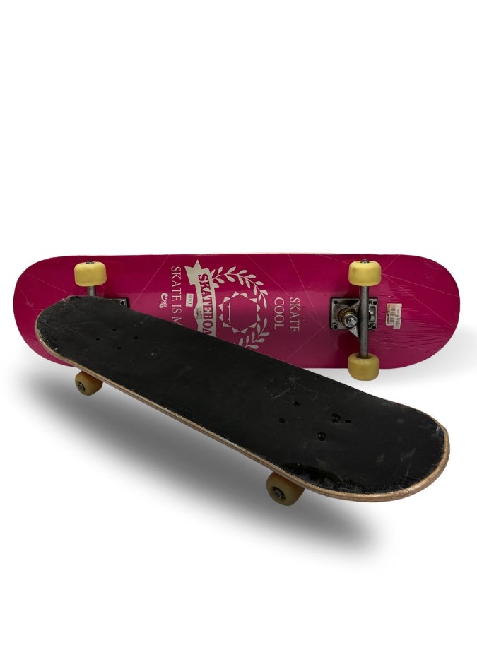 Classic Skateboard with Bold Artistic Back Design
