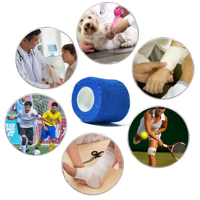 Kuvvfe (12-Pack) 1â€ x 5 Yards | Self Adhesive Bandage Wrap, Kuvvfe Athletic Elastic Cohesive Bandage for Sports Injury,Strain,Knee & Wrist,Ankle Sprains & Swelling First Aid - Image 2