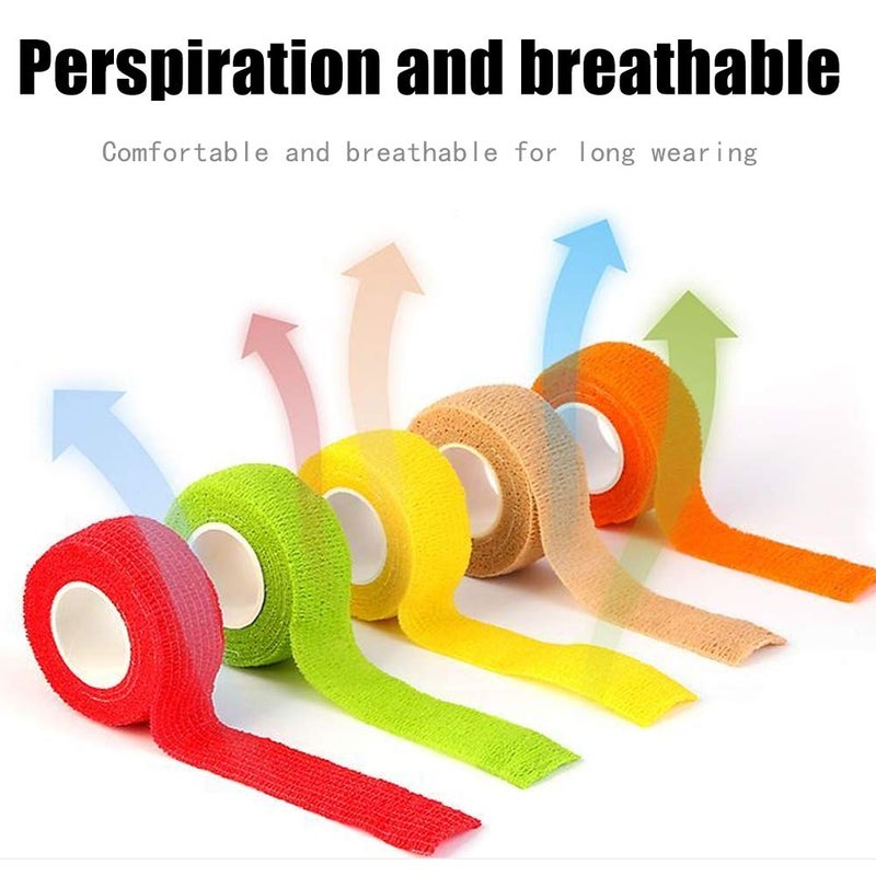 Kuvvfe (12-Pack) 1â€ x 5 Yards | Self Adhesive Bandage Wrap, Kuvvfe Athletic Elastic Cohesive Bandage for Sports Injury,Strain,Knee & Wrist,Ankle Sprains & Swelling First Aid - Image 4