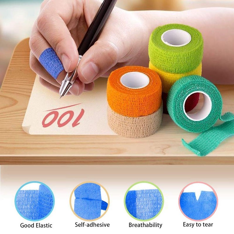 Kuvvfe (12-Pack) 1â€ x 5 Yards | Self Adhesive Bandage Wrap, Kuvvfe Athletic Elastic Cohesive Bandage for Sports Injury,Strain,Knee & Wrist,Ankle Sprains & Swelling First Aid - Image 5