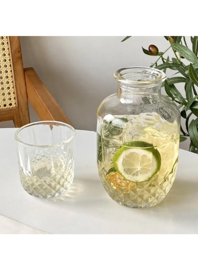 إبريق مشروبات جاك جاك قطعتين مع كوب بتصميم جذاب وعصري لزجاج الماء والعصير شفاف - Image 2