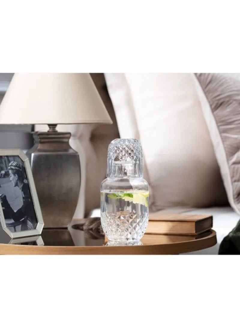 إبريق مشروبات جاك جاك قطعتين مع كوب بتصميم جذاب وعصري لزجاج الماء والعصير شفاف - Image 3