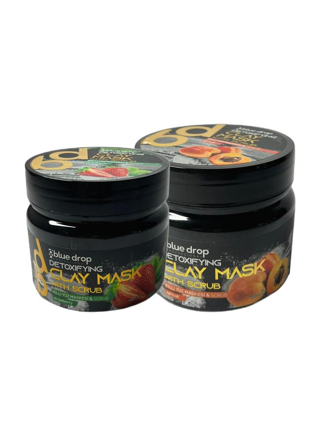 بلو دروب قناع طين الفراولة مع مقشر للوجه والجسم، وقناع 480 مل مناسب للبشرة الجافة. & قناع طين المشمش مع مقشر 480 مل مناسب للبشرة المختلطة. - Image 1