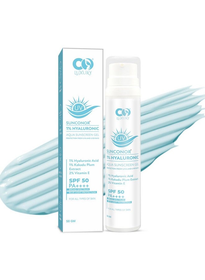 CO LUXURY 1% Hyaluronic Acid Sunscreen SPF 50 PA++++ | Ultra-Light, Hydrating Gel for Daily Use | Suitable for All Skin Types | Unisex | 50g - Image 1