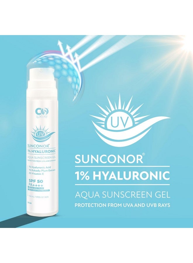 CO LUXURY 1% Hyaluronic Acid Sunscreen SPF 50 PA++++ | Ultra-Light, Hydrating Gel for Daily Use | Suitable for All Skin Types | Unisex | 50g - Image 4