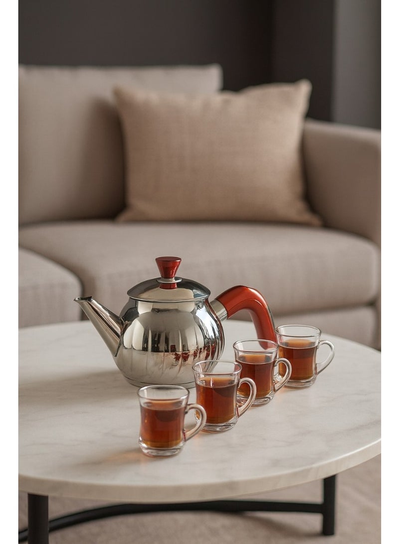 Alsaif 🫖 Premium Turkish Stainless Steel Teapot – 0.8L Elegant & Modern Design - Image 1