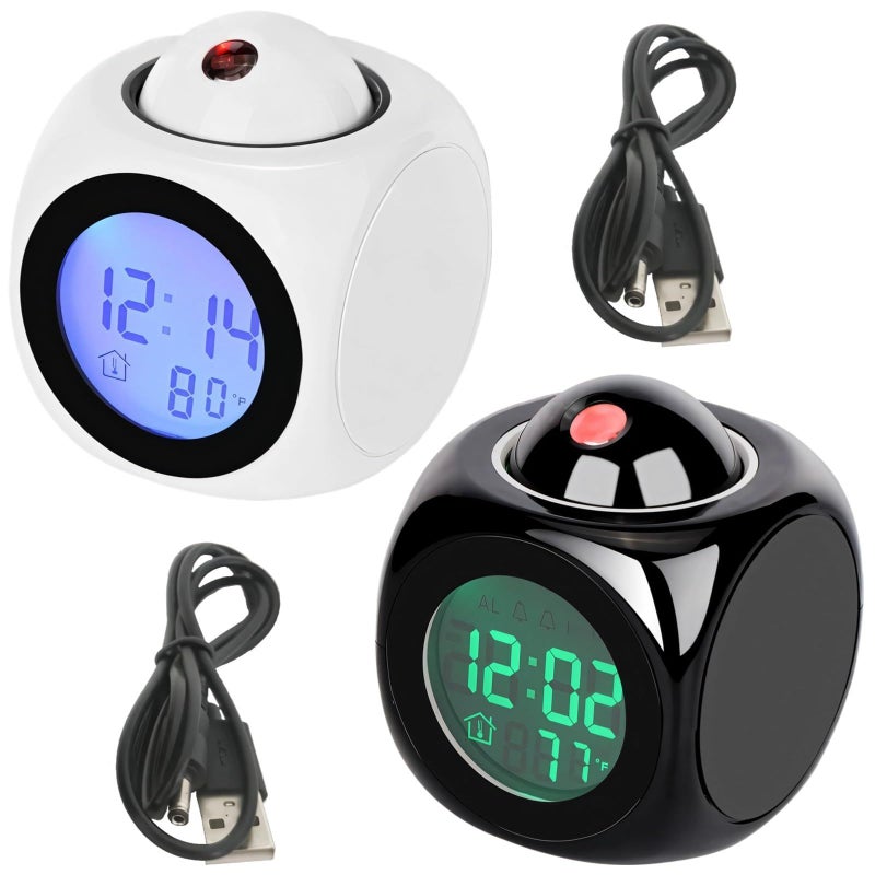 ساعة الإسقاط، عرض الوقت باللون الأحمر، إعلان صوتي، تعمل بالطاقة عبر منفذ USB - Image 2